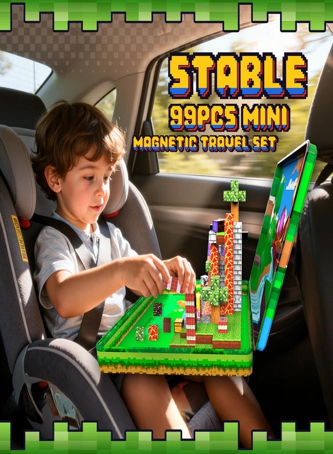 Windidi 99PCS Magnetic Blocks Travel Toys, Magnet Building Blocks with Portable Metal Box, Mini Construction Travel Magnetic Tiles for Toddlers Boys Age 3-5 4-8 8-12, STEM Sensory Outdoor Travel Toys Gifts - Image 2